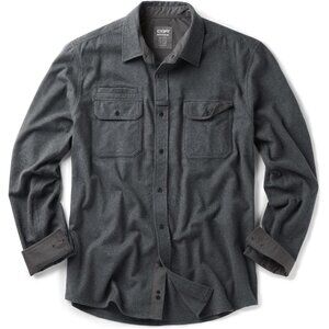 Mens Solid Grey Mood Cotton Flannel Shirt Long Sleeve Casual Outdoor Plaid